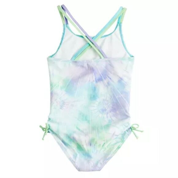 Girls 7/8 Star Wars Mandalorian Grogu Baby Yoda One-Piece Swimsuit Green Tie Dye - Picture 7 of 11